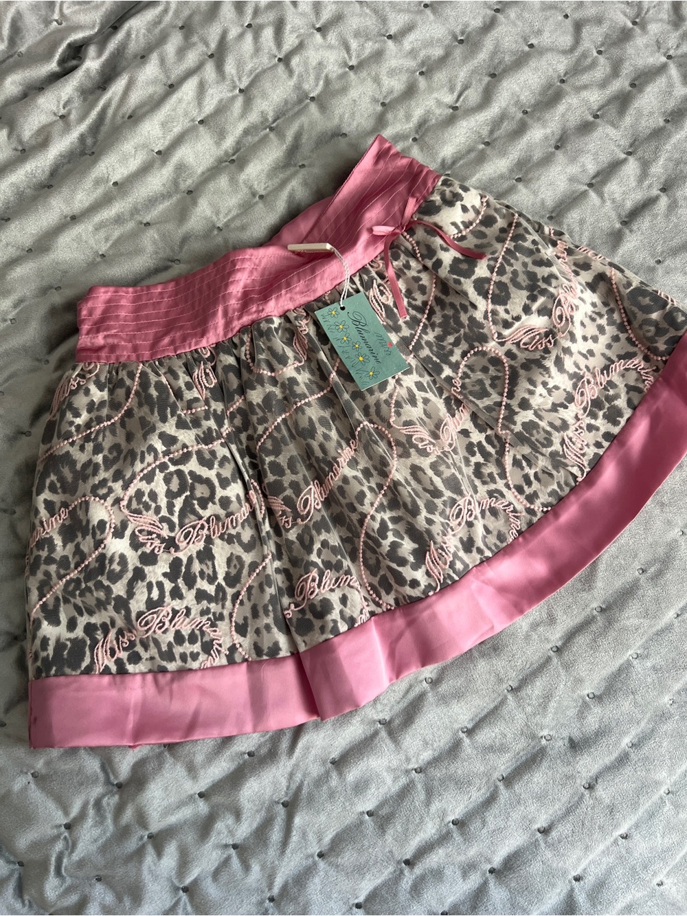 Blumarine Pink and Gray Leopard Print Girls Skirt